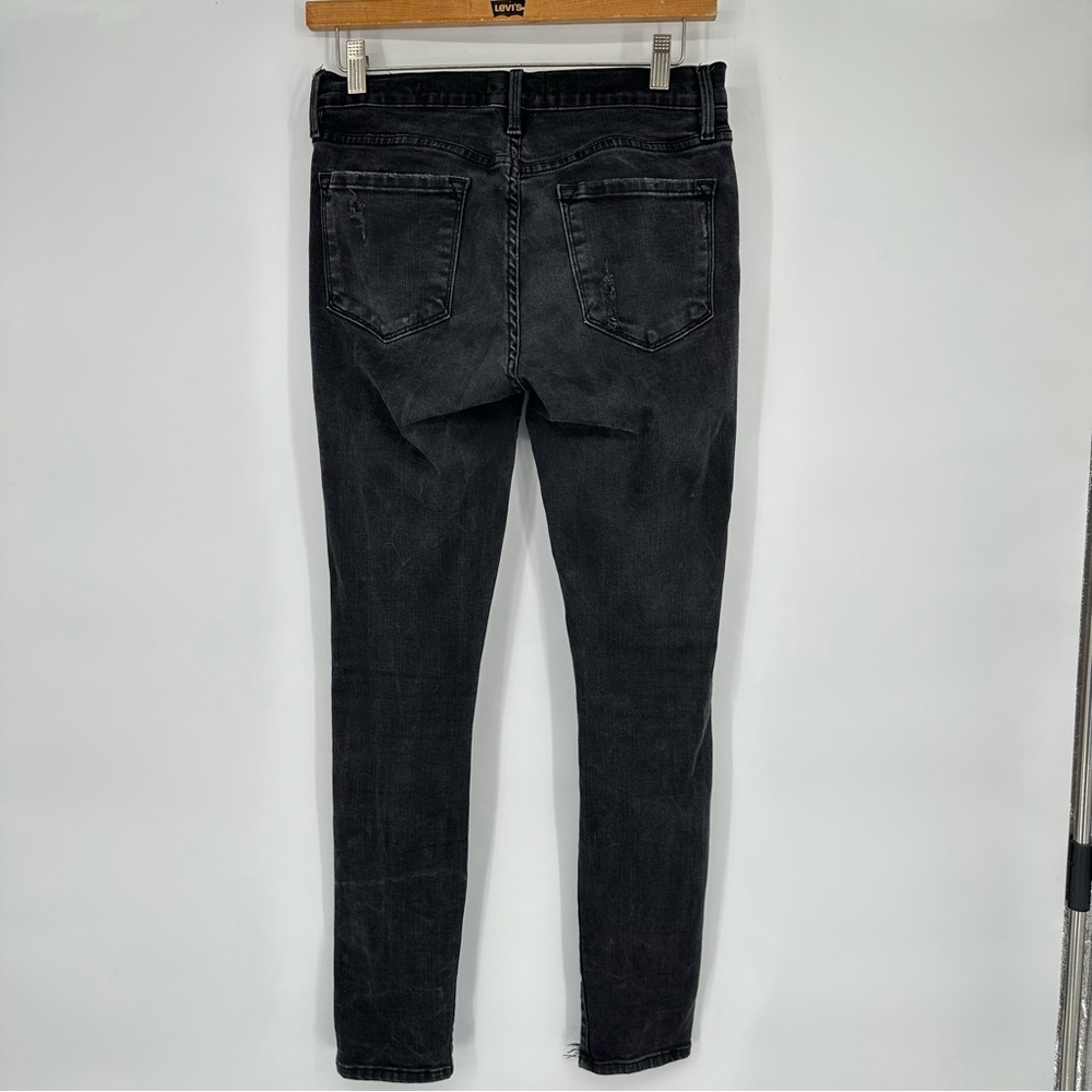 Frame Le Skinny De Jeanne Black Distressed Raw Hem Skinny Jeans Sz 28 - Picture 6 of 7